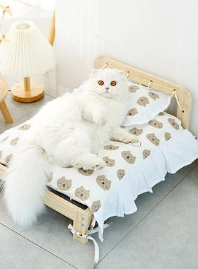 实木猫床宠物床网红夏季猫窝四季通用可拆洗猫咪木质小床猫咪用品