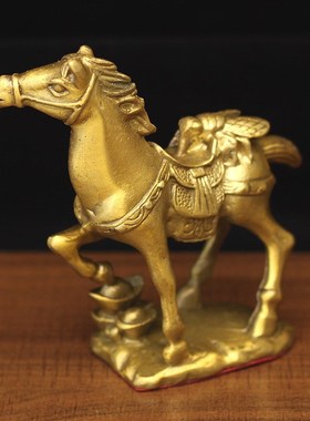 纯铜生肖马桌面小摆件苍蝇谐音常赢马上赢吉祥祝福书房客厅摆设品