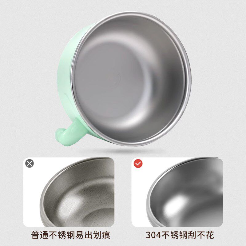 婴儿吃饭米粉米糊专用宝宝吃饭碗新生儿辅食碗防烫带盖不锈钢小碗