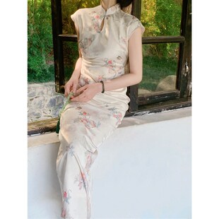 橘里未闻花名新中式 复古改良旗袍连衣裙高级感收腰仙气缎面裙女