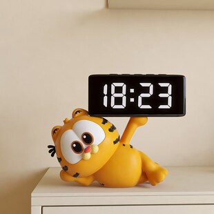 创意加菲猫周边客厅数字电子显示时钟闹钟桌面学习专用摆台式摆件