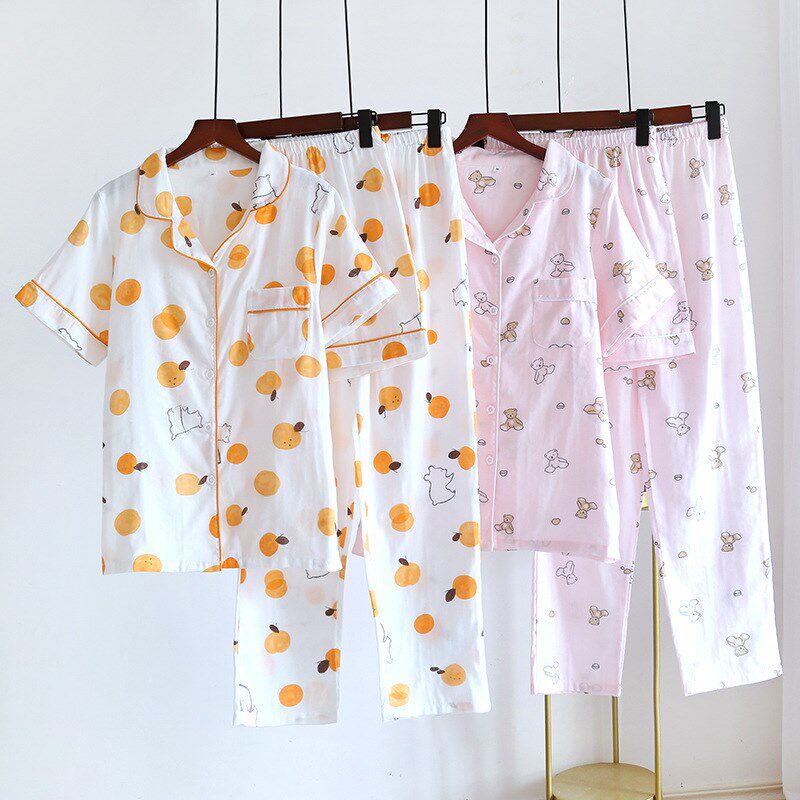 纯棉睡衣三件套女夏季薄短袖长裤短裤全棉双层纱布春秋家居服套装,女士内衣/男士内衣/家居服,睡衣/家居服套装,淘宝优惠券,粉丝福利购,淘宝优惠卷