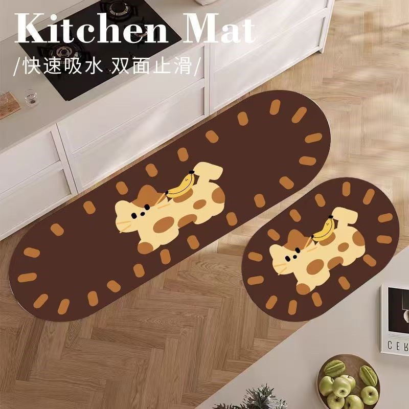 复古厨房家用地垫防油防水硅藻泥吸水垫脚垫可擦免洗防滑耐脏地毯