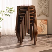 实木方凳家用客厅成人矮凳小板凳茶几凳换鞋 橡木凳可叠放凳子餐椅