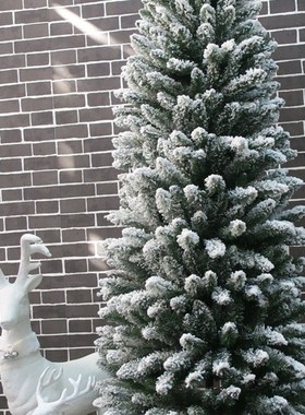 绿色圣诞树布置摆饰1.8米2.1米绿色加密铅笔笔杆树180CM植毛雪树