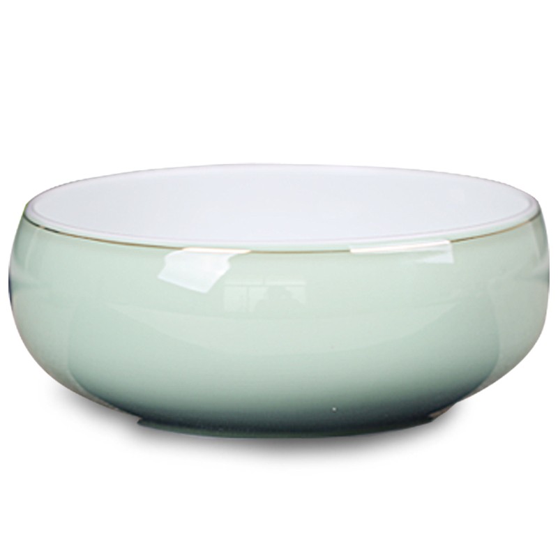 笔洗水洗青花瓷笔洗陶瓷大号圆形笔洗水盂仿古文房四宝古德笔庄