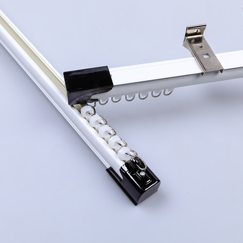 纱窗帘纱帘轨道安装单直轨侧轨弯轨铝合金滑轨静音纳米侧装顶装厚