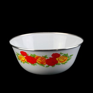 加厚带盖子子瓷盆大号汤厨房塘家用怀旧盆老式的唐铁盆搪瓷和面瓷