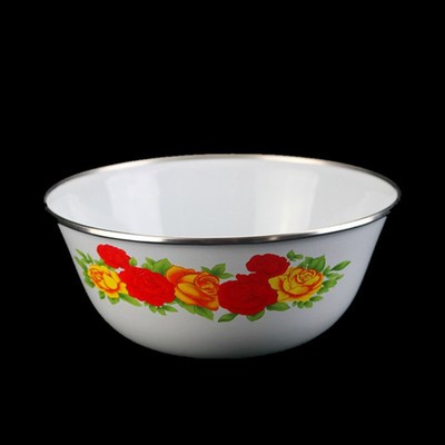 加厚带盖子子瓷盆大号汤厨房塘家用怀旧盆老式的唐铁盆搪瓷和面瓷