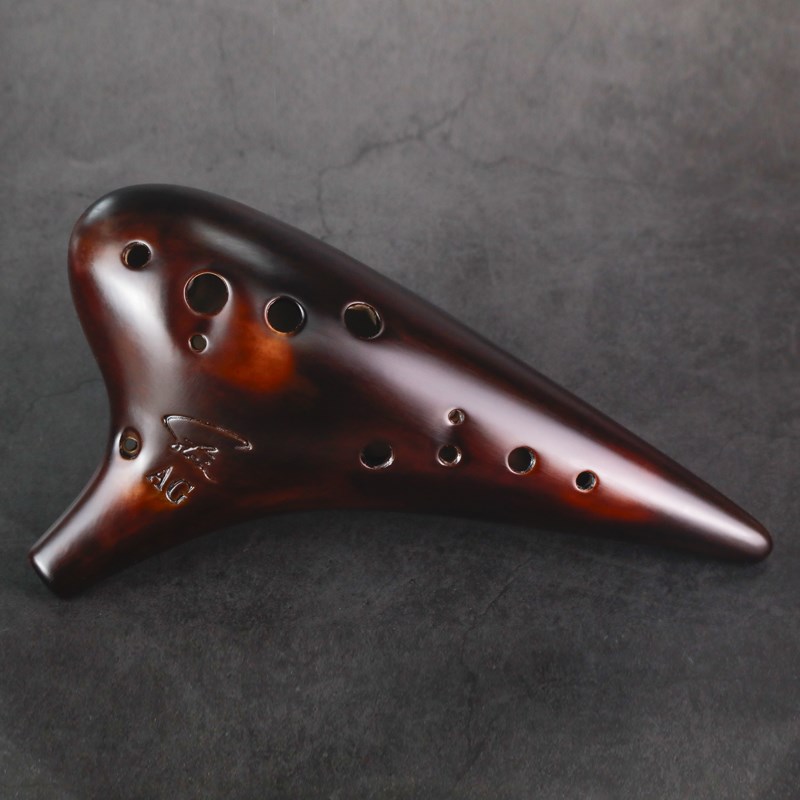 包邮  风雅陶笛 赵方陶笛熏烧十二孔中音G陶笛 演奏级12孔AG陶笛