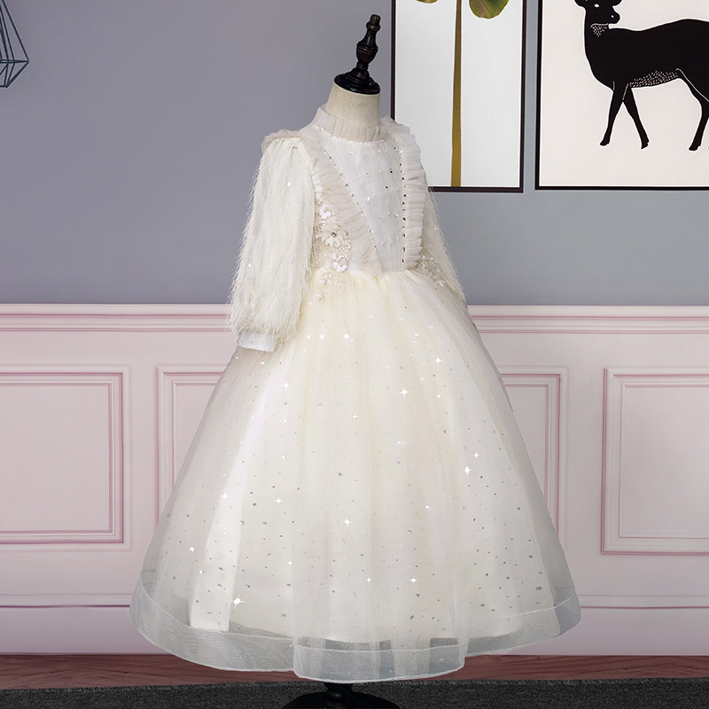 儿童主持人晚礼服高端钢琴演奏演出女童花童生日公主裙秋冬加绒厚