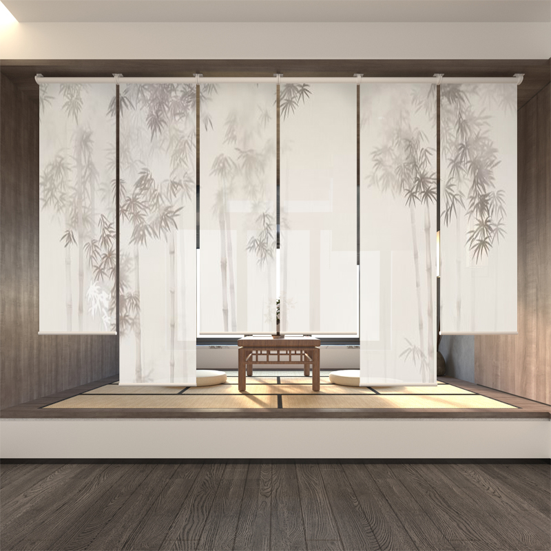 新中式客厅玄关帘屏风软隔断小户型半透意境竹子卷帘窗帘节节高升