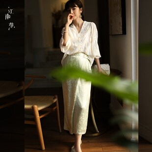 江南范2023年新款夏季改良汉服半身裙搭配旗袍汉服上衣的中式半裙