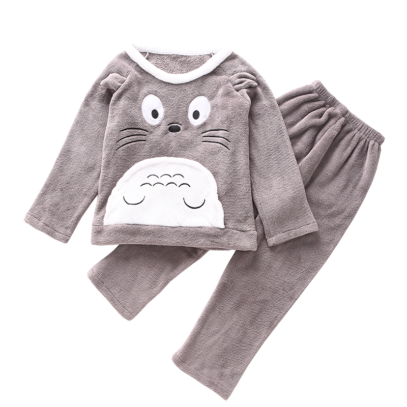 秋冬季儿童睡衣法兰绒男童女童珊瑚绒小孩宝宝卡通加厚家居服套装