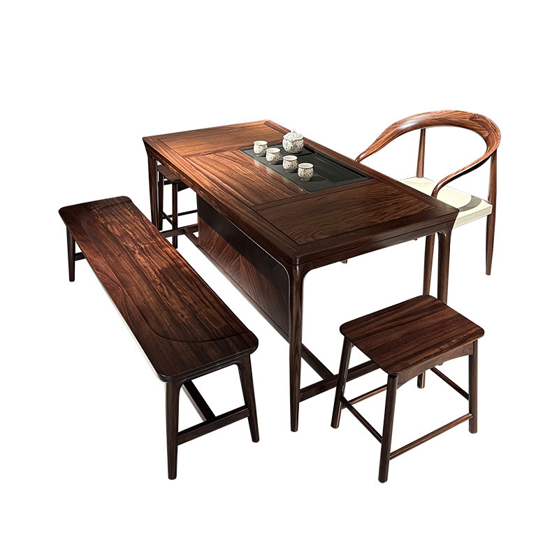 实木茶桌长方形乌金木新中式带长条凳方凳家用商用茶室轻奢2023年,住宅家具,家用茶台/茶桌,淘宝优惠券,粉丝福利购,淘宝优惠卷