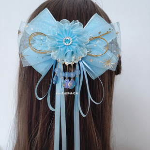 公主蝴蝶结发饰流苏飘带中国风女童头花娃娃夹古风款汉服发夹头饰