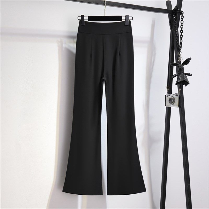 高级感黑色微喇西装裤女春装2025新款裤子显瘦高腰垂感休闲裤长裤