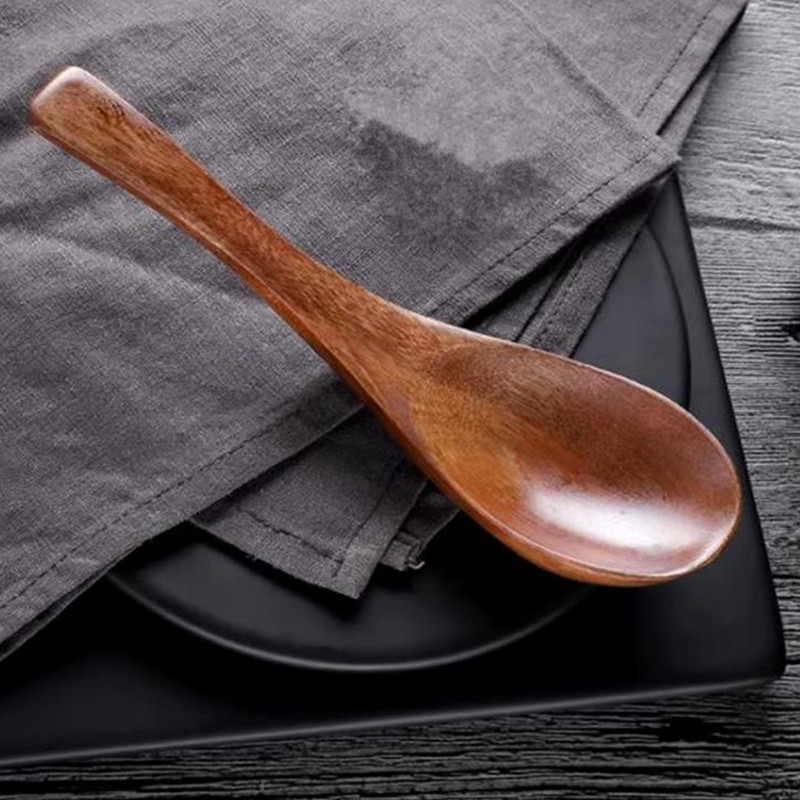 日式实木汤匙调羹家用木头勺子木制餐具汤圆粥勺小汤勺儿童吃饭勺