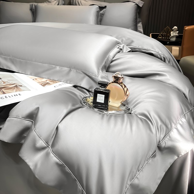 轻奢高级感180支长绒棉纯棉四件套全棉床单被套裸睡床笠床上用品4