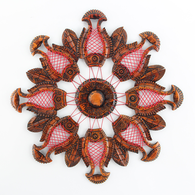 六鱼福创意家居壁饰壁挂 客厅挂件玄关过道墙饰复古背景墙上装饰