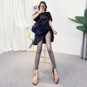 韩国彩条安全防蚊九分裤 外穿透肉大弹力2021年夏季 网纱打底裤 薄款