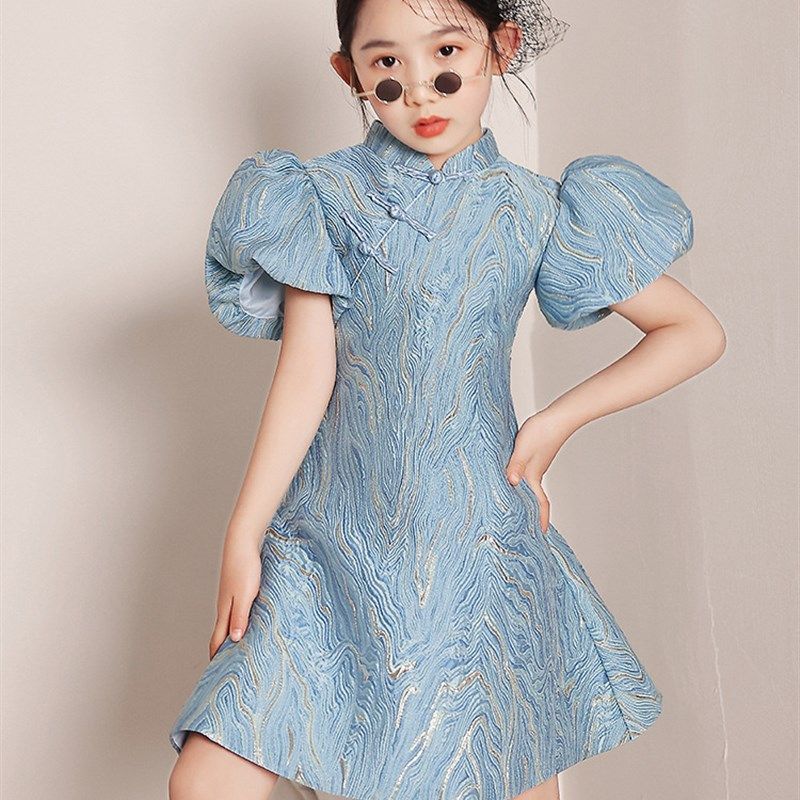 女童中国风生日中式礼服儿童复古旗袍连衣裙主持人钢琴演出服夏季