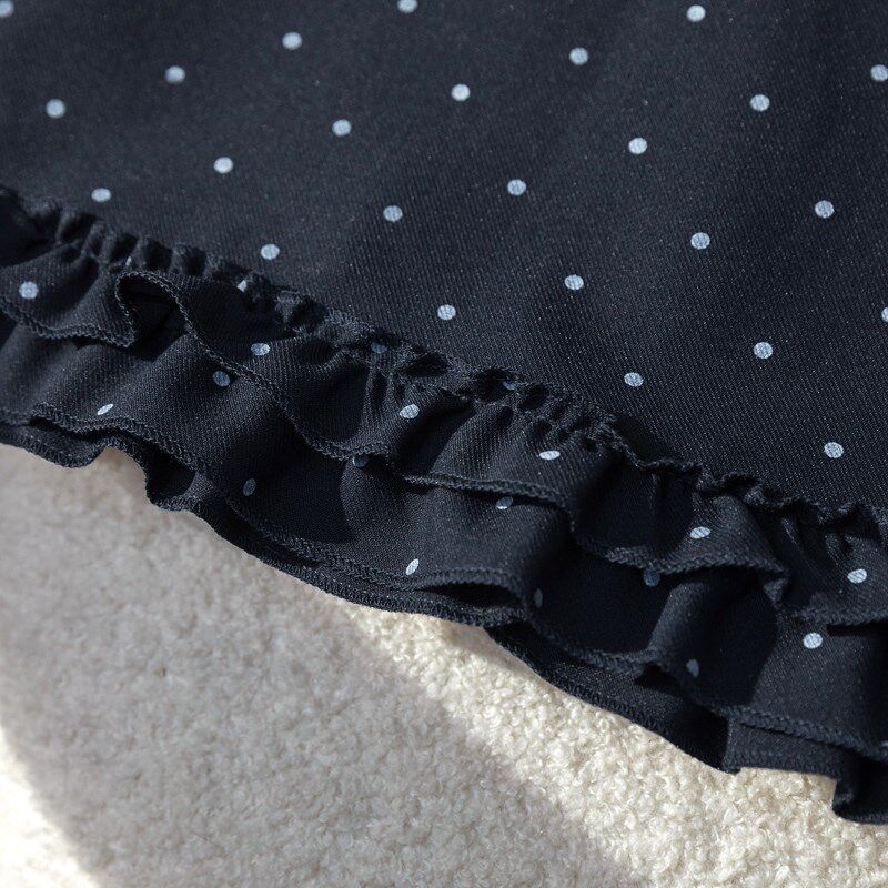 木耳边短裙花边拼接波点半身裙大码夏防走光高腰遮胯包臀a字短裙