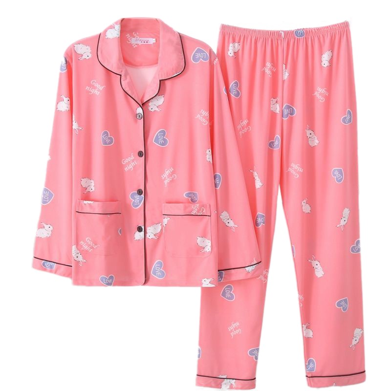 80-250斤加大码纯棉睡衣女春秋季长袖薄款中老年宽松款月子服套装