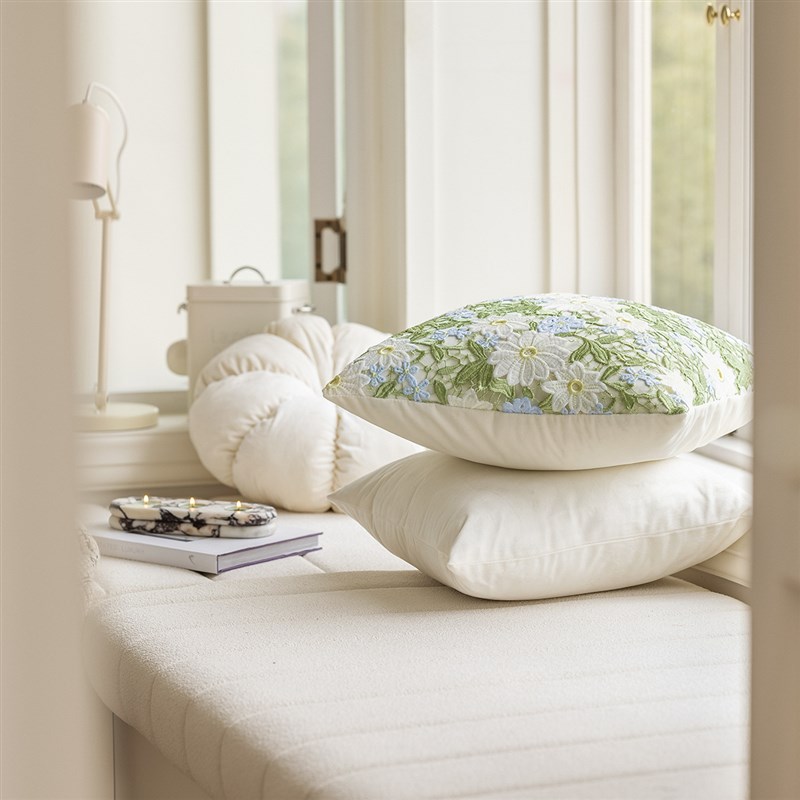 新中式靠垫轻奢沙发抱枕套蕾丝雕花奶油色靠枕样板间客厅靠背床头