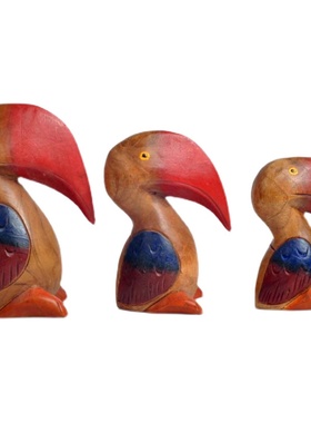 泰国实木大嘴鸟鹈鹕摆件客厅电视柜卧室茶几鞋柜装饰摆设小鸟装饰