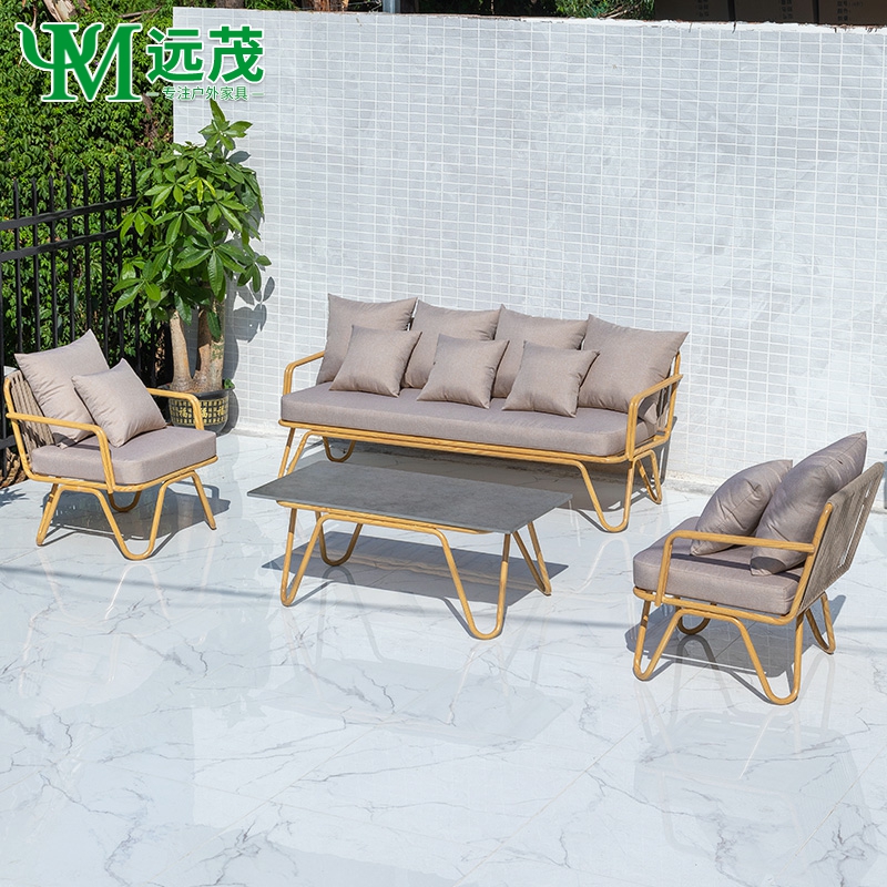 远茂户外藤编沙发北欧户外庭院别墅仿木纹沙发组合小户型家具沙发