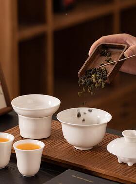 白瓷羊玉功夫茶26516套具装家用公泡茶壶盖碗茶杯陶瓷办高档轻脂
