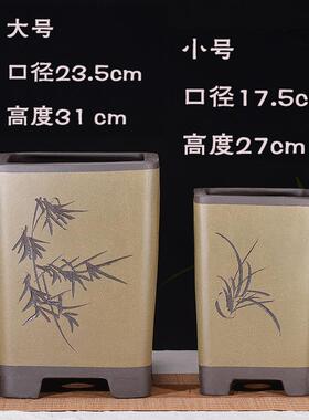 紫盆砂花高四方大签筒悬崖老兰花台盆君子兰桩客ONE厅阳陶瓷方盆