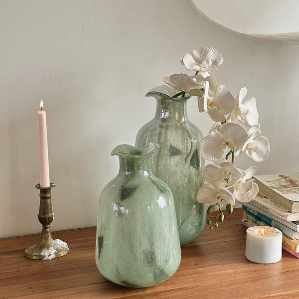 绿色中古玻璃花瓶摆件创意水养客厅电视柜玄关插花装饰品法式琉璃,家居饰品,花瓶,淘宝优惠券,粉丝福利购,淘宝优惠卷