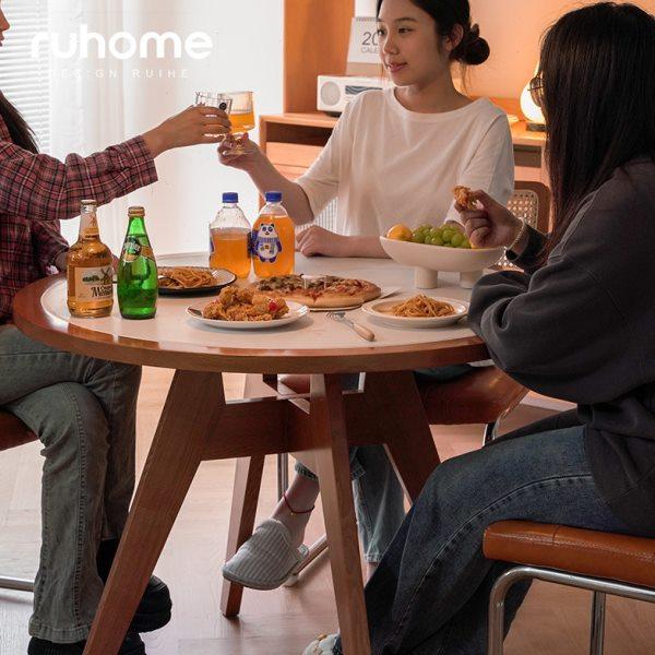 睿禾圆形岩板餐桌实木圆商务会客接待桌咖啡休闲洽谈桌椅组合简约,住宅家具,岩板餐桌,淘宝优惠券,粉丝福利购,淘宝优惠卷