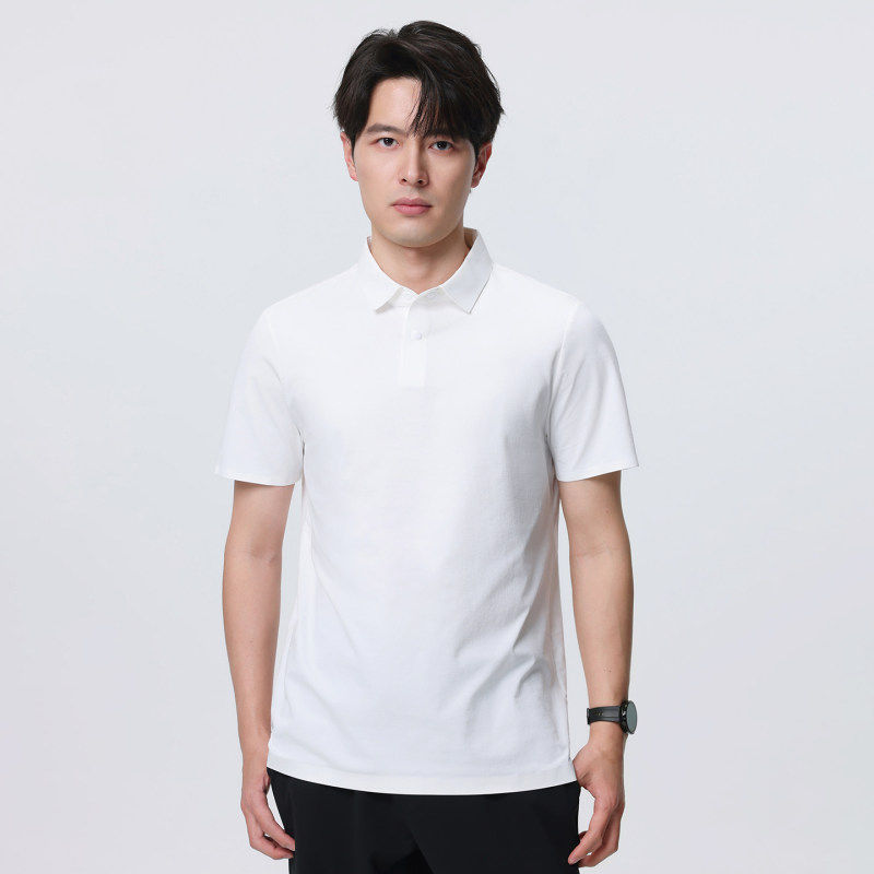 美式正肩短袖polo衫男款夏季重磅衬衫翻领T恤插肩cleanfit半袖