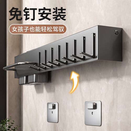 免打孔不锈钢刀架壁挂式家用厨房多功能置物架刀具筷子一体收纳架