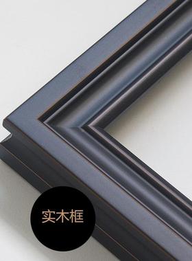 网红美式复客装饰画花卉蝴厅蝶木框蓝色挂画古玄关20240427实画两