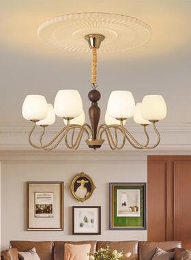 新款木实客17791厅吊灯美式复古餐厅厅主大灯法式中风玻璃南洋卧