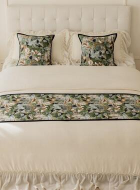 法式中风床古尾巾F99J8T9J古高档轻奢旗民宿酒店复绿色森林床床盖