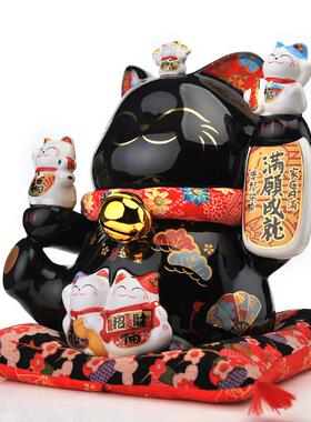 品金石工坊特大号前台收台银陶件瓷摆设家居黑色SC1011-6招财猫摆