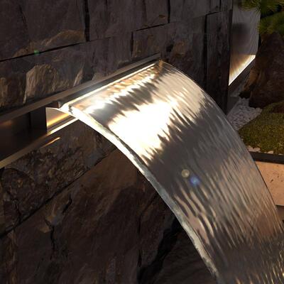 不锈钢瀑口布出水水槽流NPR水墙水幕水景墙装饰造景观花鱼池园庭