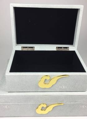 中式首饰盒饰品收盒样房客厅纳摆件摆设板首饰单盒杆金属白色银色