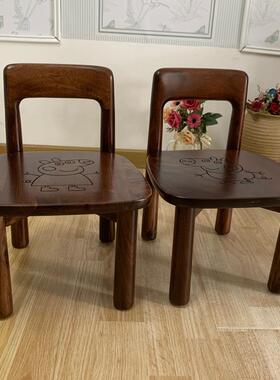 新中式乌木金实木小34443凳家用客厅圆板凳可儿爱创意童靠背宝子