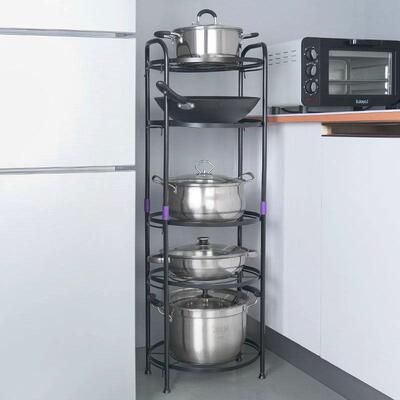 放锅架家子厨房置物架用品面锅具54632收纳架锅架多层落地角三转