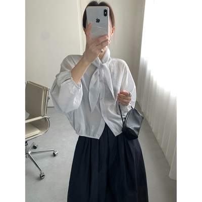 TG 轻复古通勤 莱赛尔亲肤抗皱垂顺围巾衬衫女2026春款上衣26367