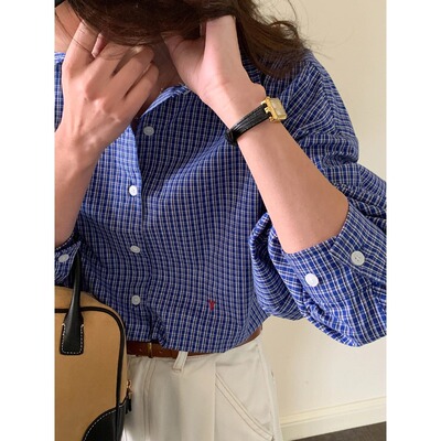 3th Morning 早春新款 知识分子高智风小格子刺绣衬衫ZY2591