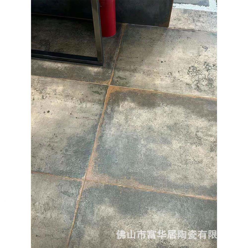工T业连锁酒店防滑地砖风酒吧KV43仿古2砖600*100仿金属釉铁锈砖