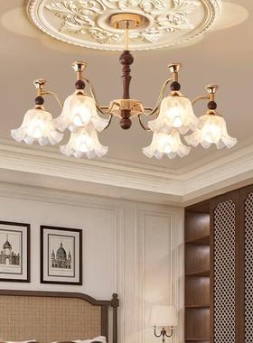 法式古风大厅主灯美中36165式古创意花卧室护眼吊灯美拉德复繁朵