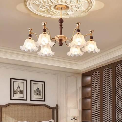 法式古风大厅主灯美中36165式古创意花卧室护眼吊灯美拉德复繁朵